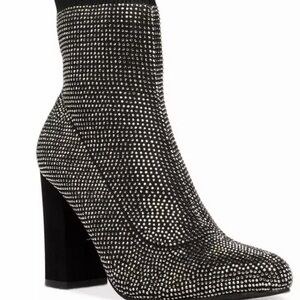Elegant Black and Silver Women's Ankle Boots